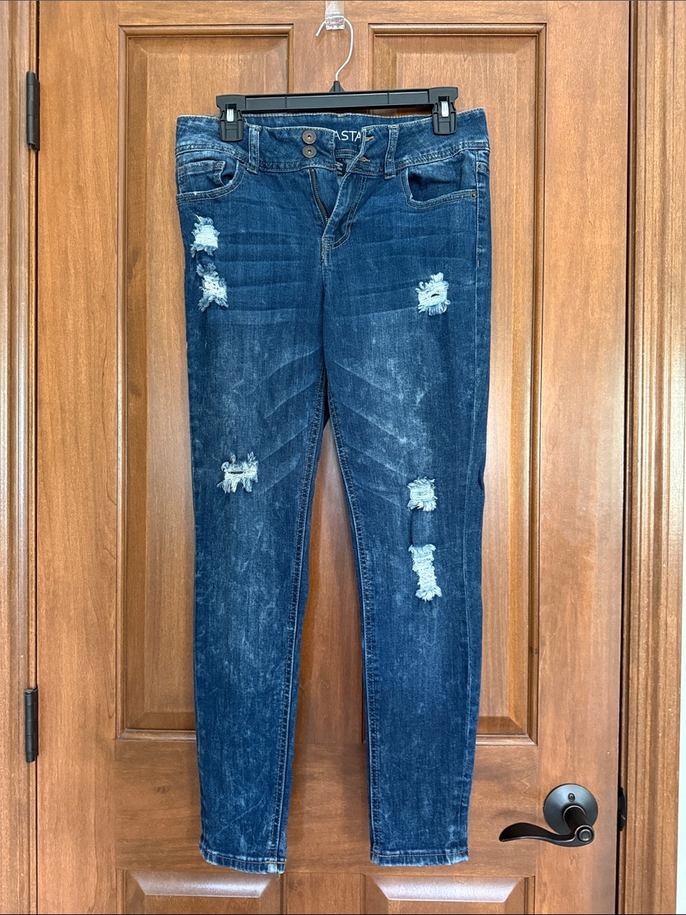 Vanilla Star Dark Blue Distressed Skinny Jeans